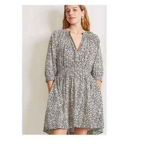 Apiece Apart Black beige Cobano floral organic cotton mini dress S NWT